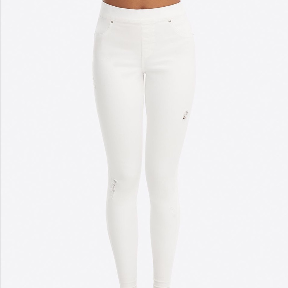 Spanx distressed skinny jeans